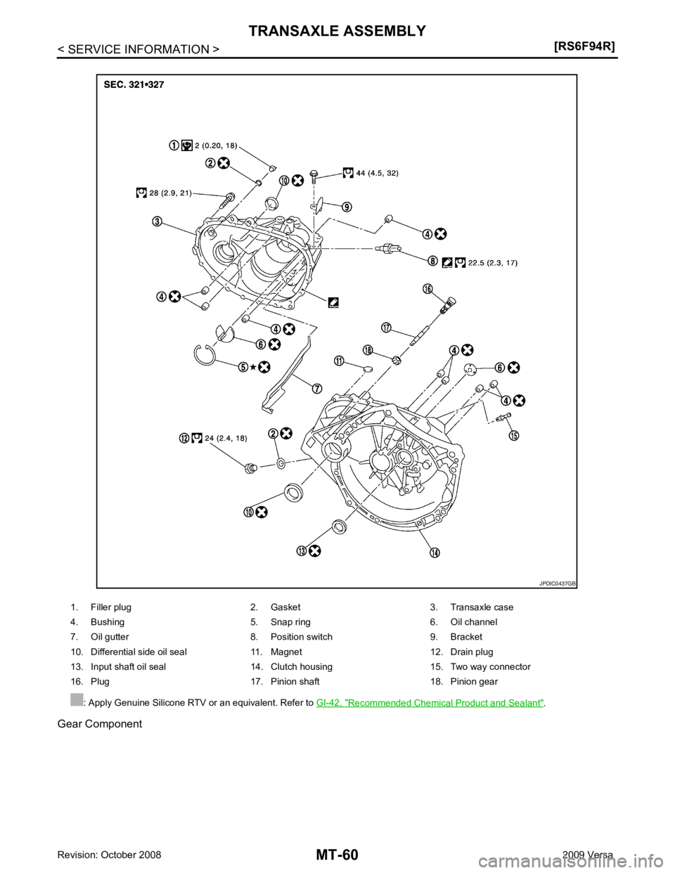 NISSAN TIIDA 2009  Service Repair Manual Recommended Chemical Product and Sealant " .  
