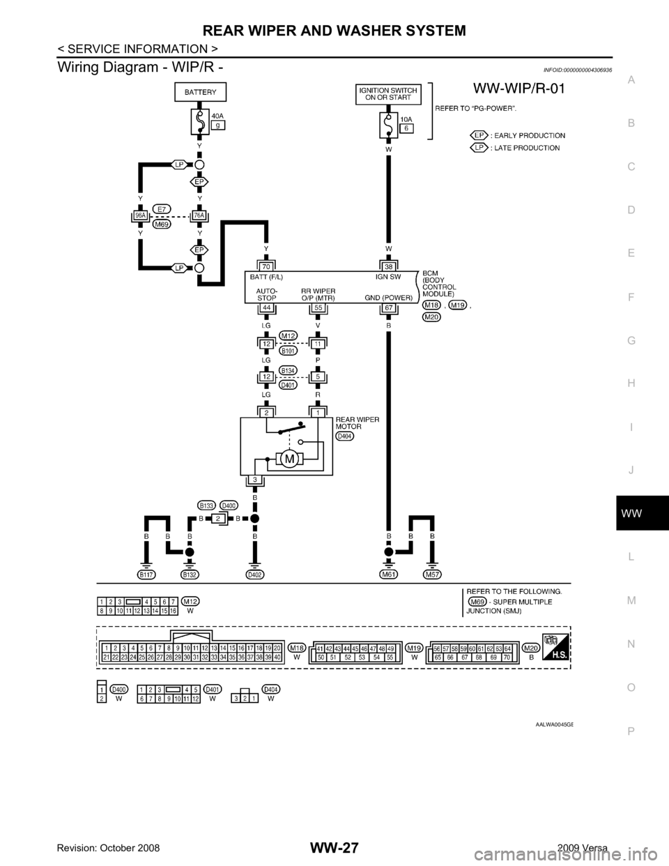 NISSAN TIIDA 2009  Service Repair Manual WW
N
O P
Wiring Diagram - WIP/R -
INFOID:0000000004306936 B 