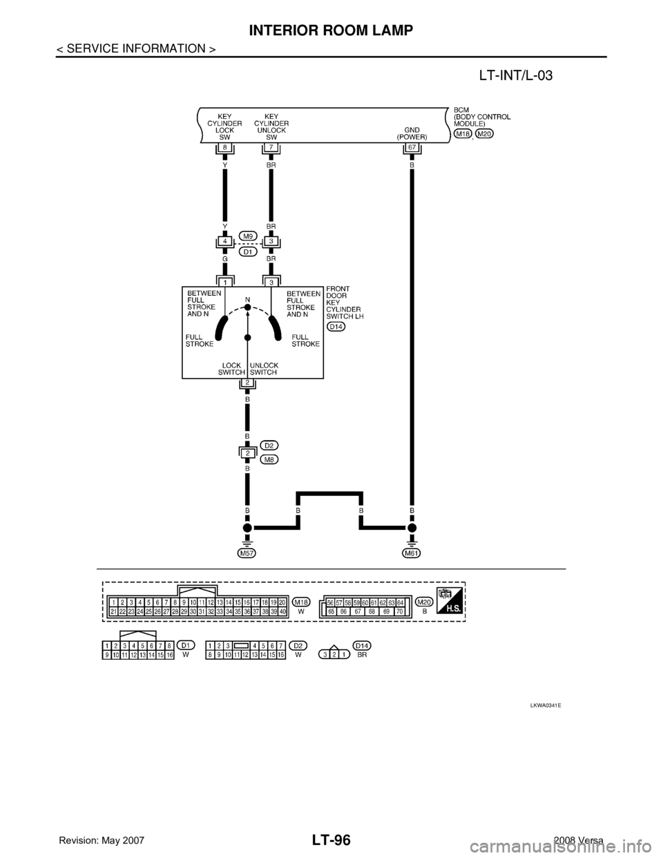 NISSAN TIIDA 2008  Service Repair Manual LT-96
< SERVICE INFORMATION >
INTERIOR ROOM LAMP
LKWA0341E 