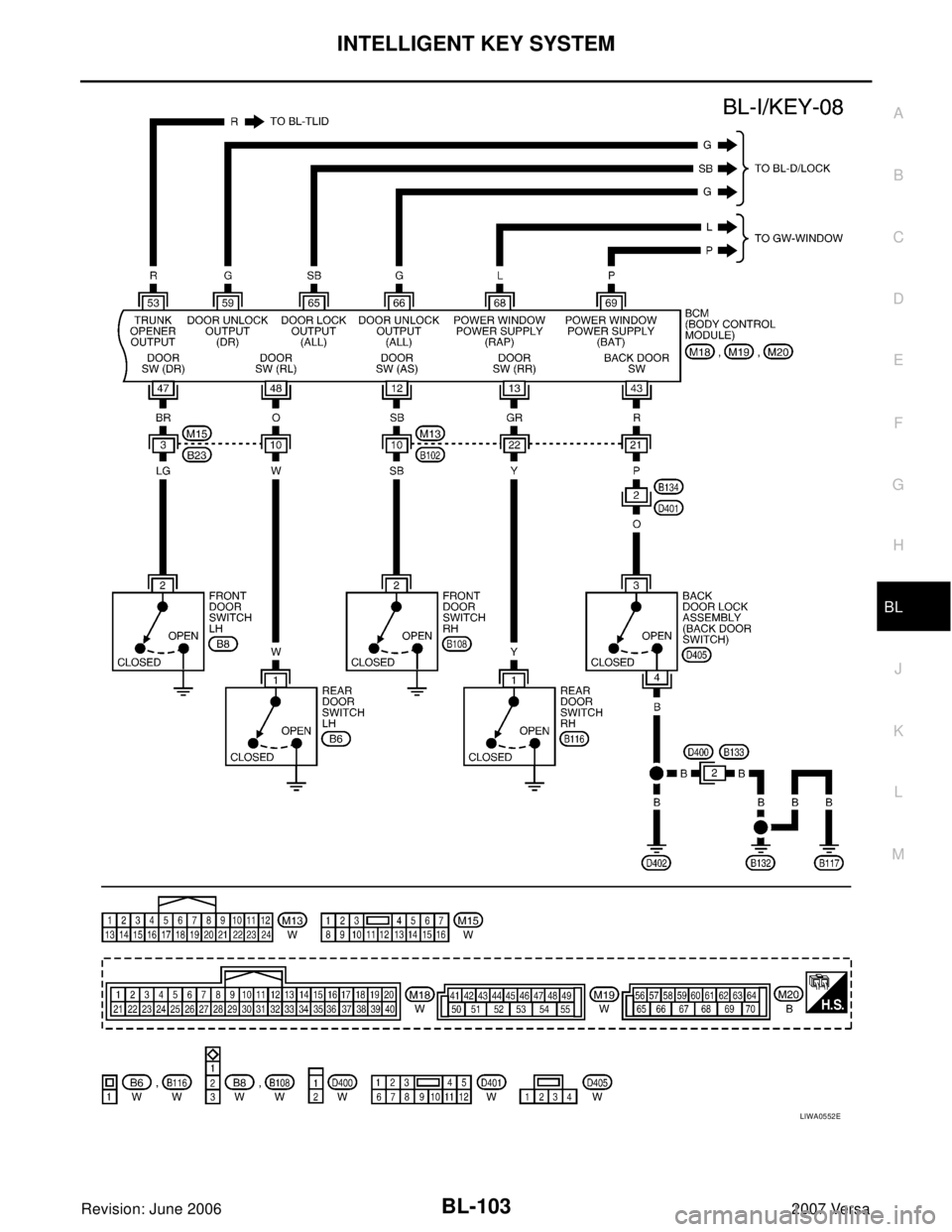 NISSAN VERSA 2006 Workshop Service Repair Manual INTELLIGENT KEY SYSTEM
BL-103
C
D
E
F
G
H
J
K
L
MA
B
BL
Revision: June 20062007 Versa
LIWA0552E NISSAN VERSA 2006 Workshop Service Repair Manual INTELLIGENT KEY SYSTEM
BL-103
C
D
E
F
G
H
J
K
L
MA
B
BL
Revision: June 20062007 Versa
LIWA0552E