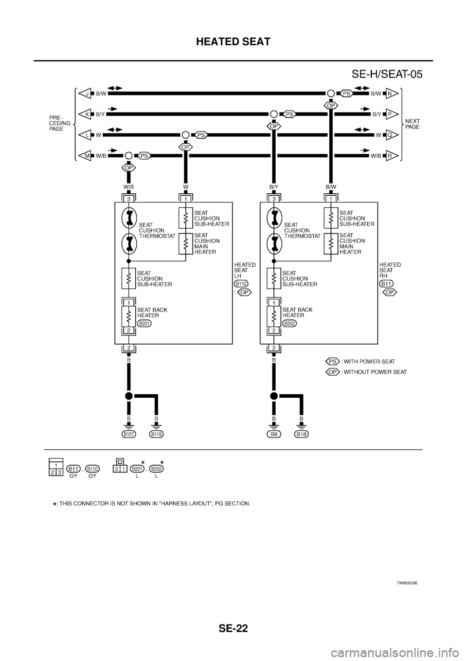 NISSAN X-TRAIL 2005 Service Repair Manual SE-22
HEATED SEAT
TIWB0028E NISSAN X-TRAIL 2005 Service Repair Manual SE-22
HEATED SEAT
TIWB0028E