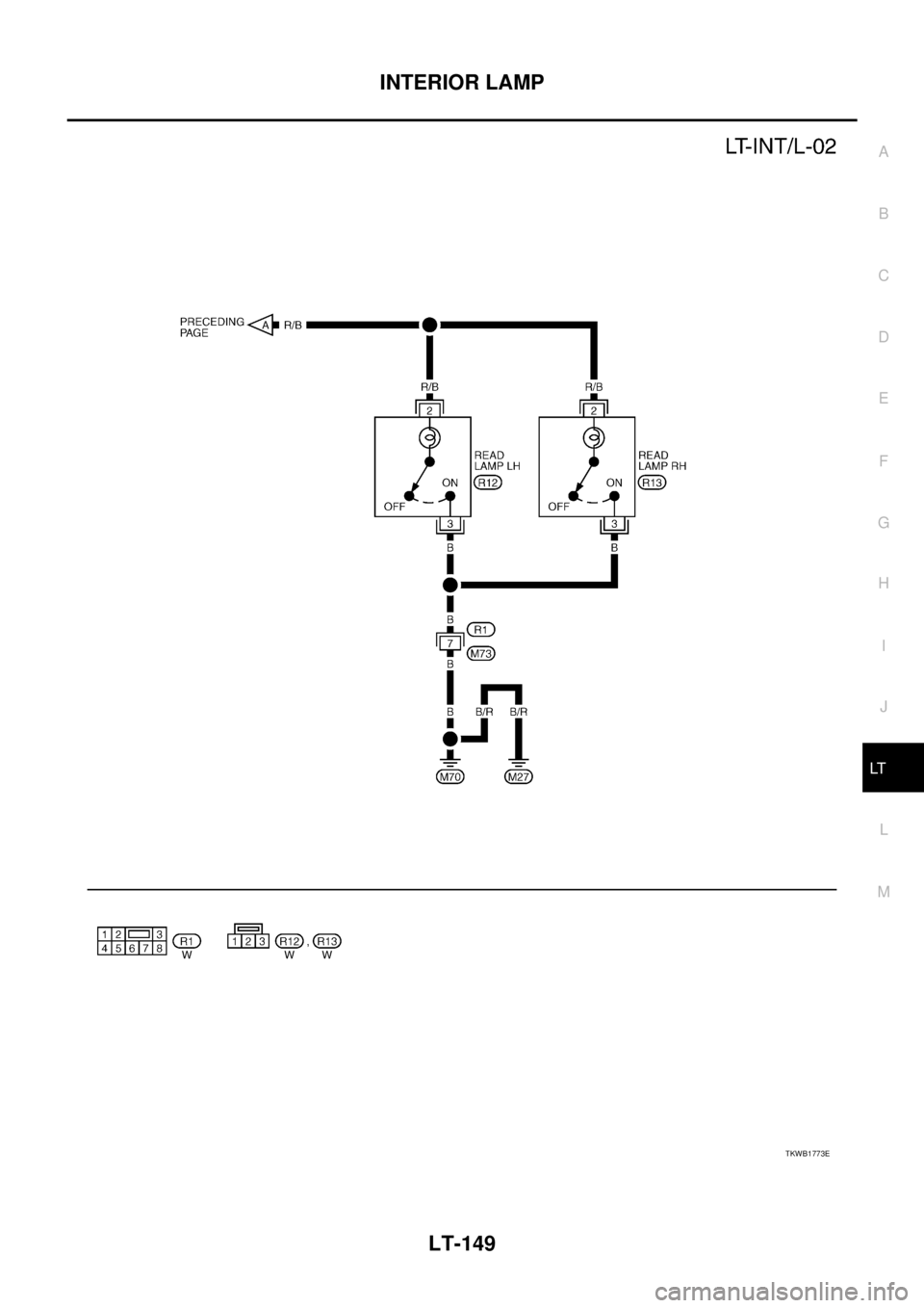 NISSAN X-TRAIL 2005 Service Repair Manual INTERIOR LAMP
LT-149
C
D
E
F
G
H
I
J
L
MA
B
LT
TKWB1773E NISSAN X-TRAIL 2005 Service Repair Manual INTERIOR LAMP
LT-149
C
D
E
F
G
H
I
J
L
MA
B
LT
TKWB1773E