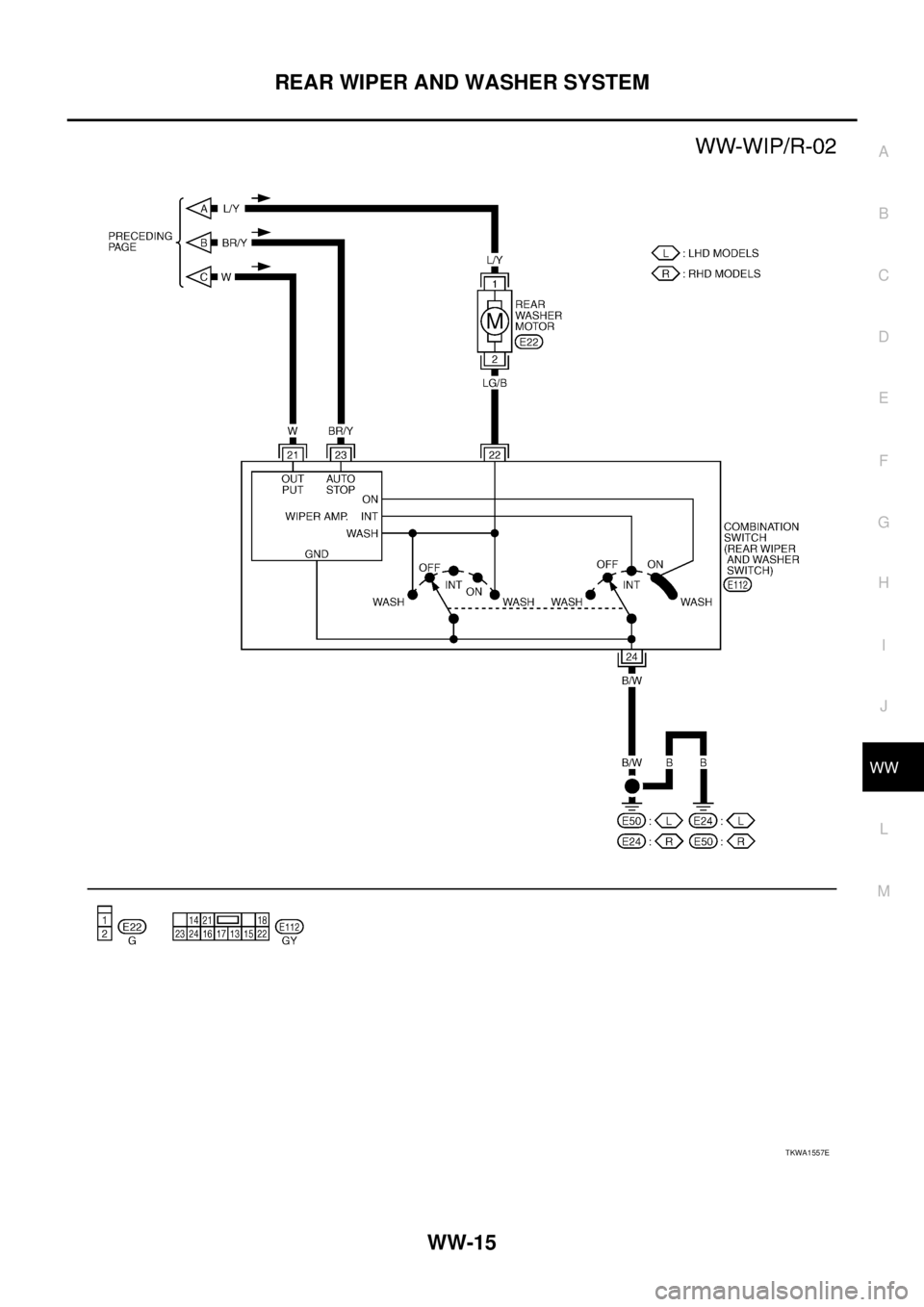NISSAN X-TRAIL 2005  Service Repair Manual REAR WIPER AND WASHER SYSTEM
WW-15
C
D
E
F
G
H
I
J
L
MA
B
WW
 
TKWA1557E 
