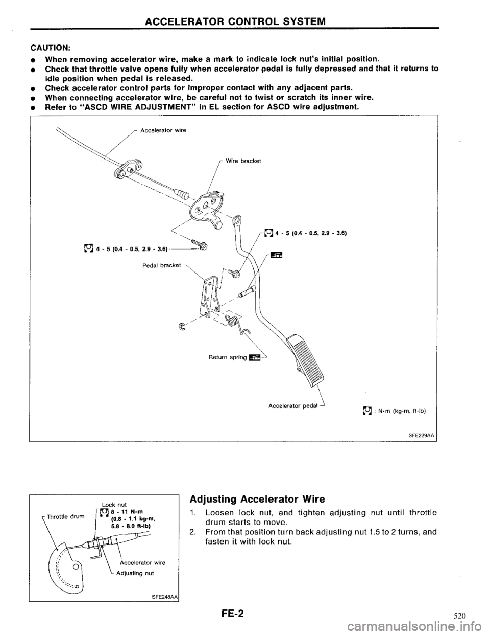 NISSAN MAXIMA 1994 A32 / 4.G Accelerator Control, Fuel And Exhaust System 520 