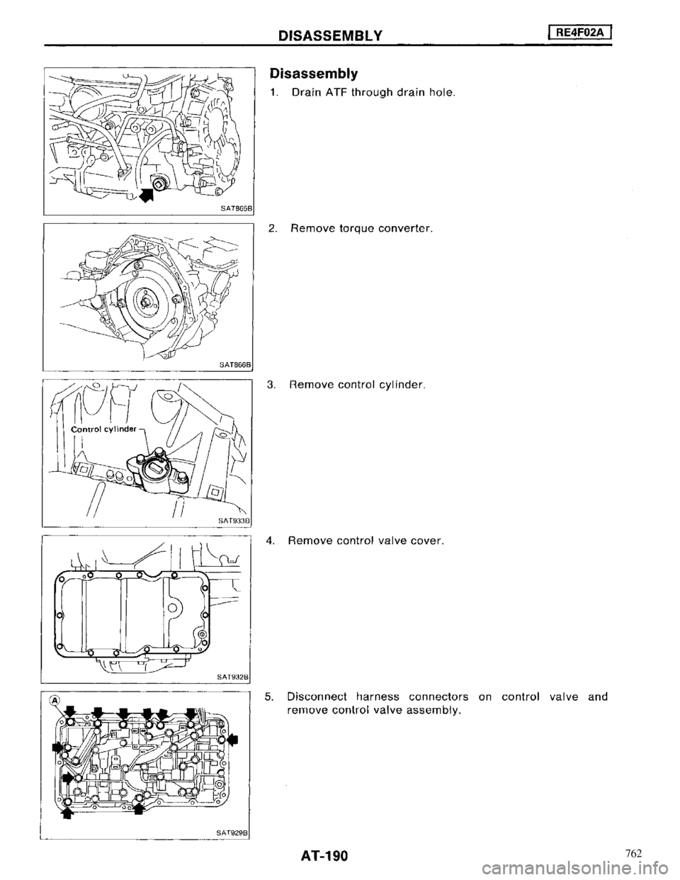 NISSAN MAXIMA 1994 A32 / 4.G Automatic Transaxle Workshop Manual 762 NISSAN MAXIMA 1994 A32 / 4.G Automatic Transaxle Workshop Manual 762