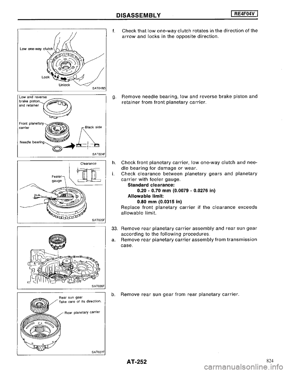 NISSAN MAXIMA 1994 A32 / 4.G Automatic Transaxle Workshop Manual 824 