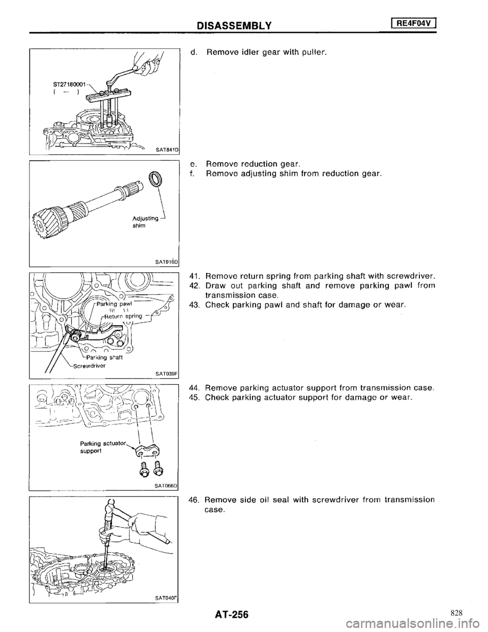 NISSAN MAXIMA 1994 A32 / 4.G Automatic Transaxle Workshop Manual 828 