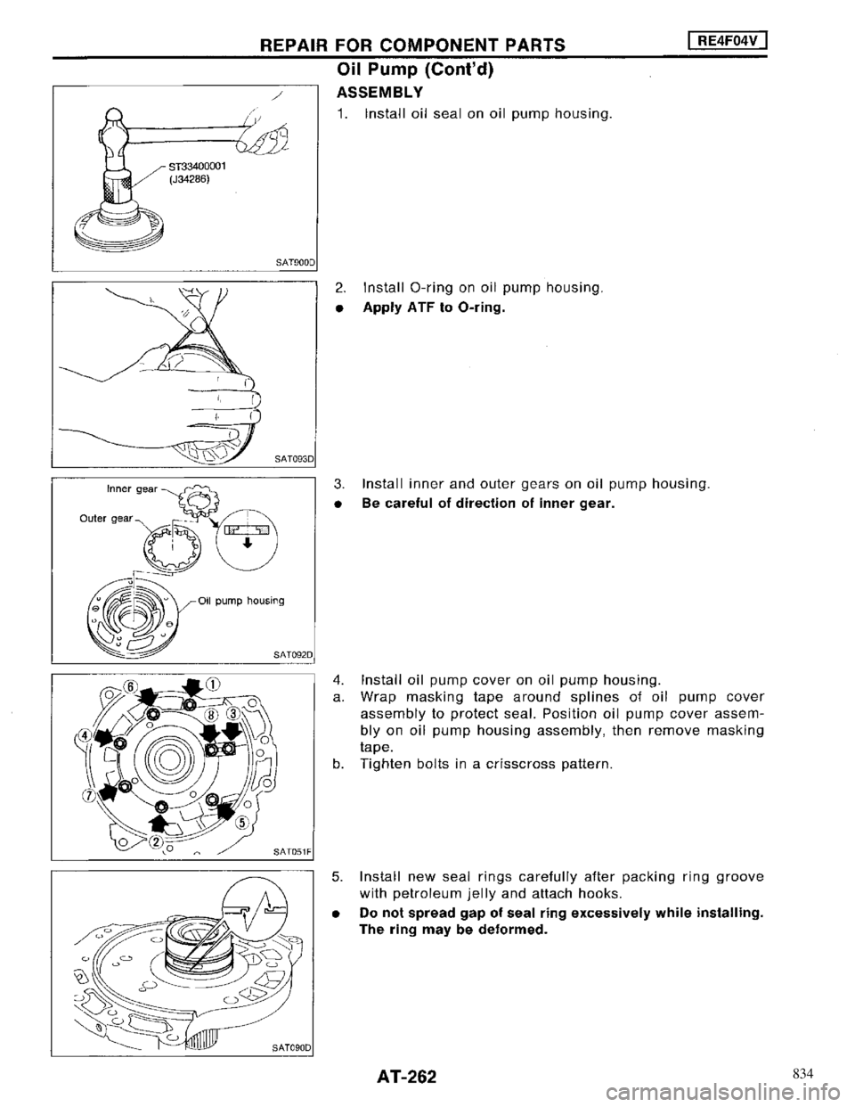 NISSAN MAXIMA 1994 A32 / 4.G Automatic Transaxle Workshop Manual 834 