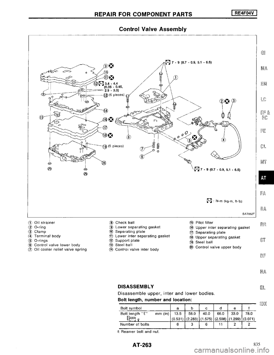 NISSAN MAXIMA 1994 A32 / 4.G Automatic Transaxle Workshop Manual 835 