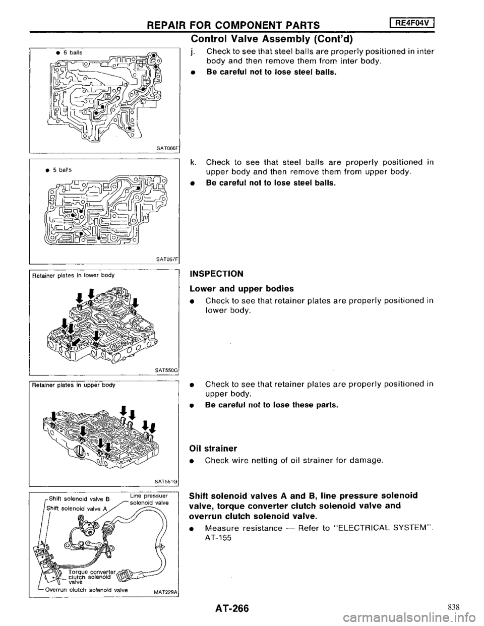 NISSAN MAXIMA 1994 A32 / 4.G Automatic Transaxle Workshop Manual 838 