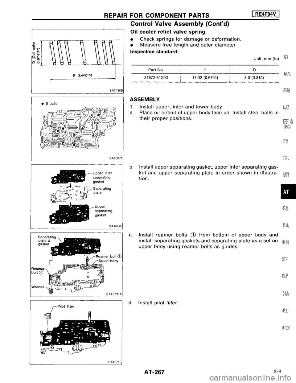NISSAN MAXIMA 1994 A32 / 4.G Automatic Transaxle Workshop Manual 839 