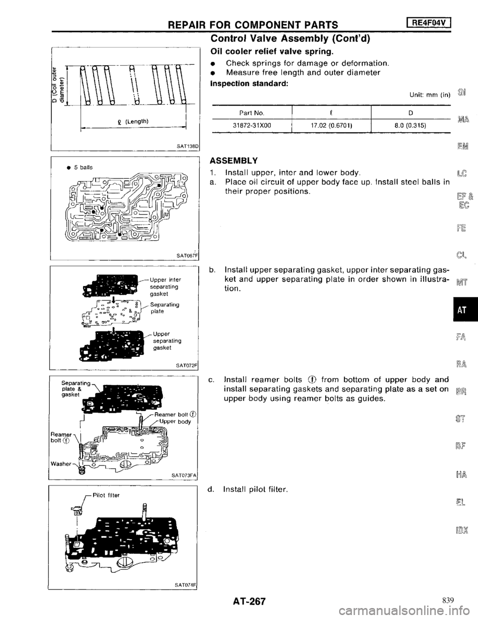NISSAN MAXIMA 1994 A32 / 4.G Automatic Transaxle Workshop Manual 839 NISSAN MAXIMA 1994 A32 / 4.G Automatic Transaxle Workshop Manual 839