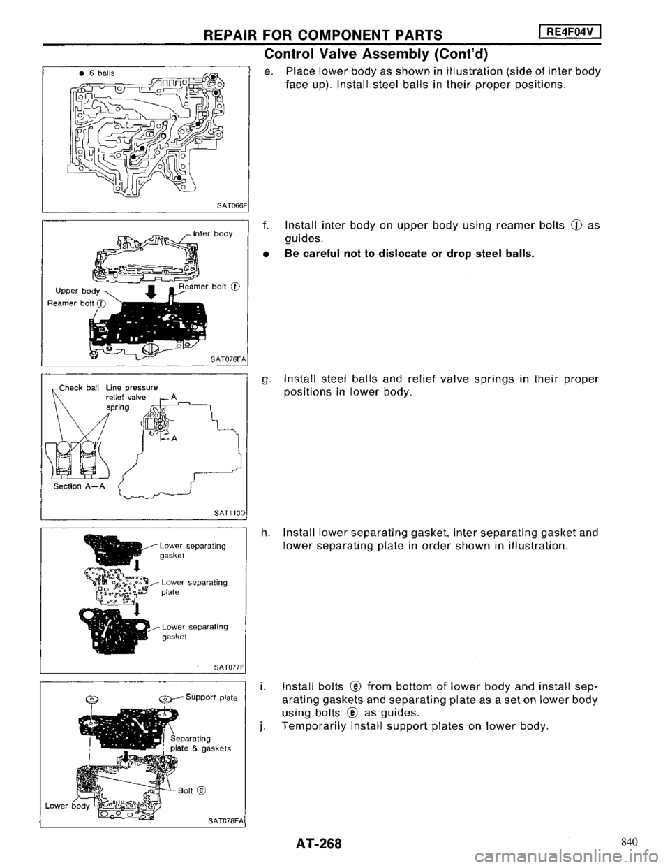 NISSAN MAXIMA 1994 A32 / 4.G Automatic Transaxle Workshop Manual 840 