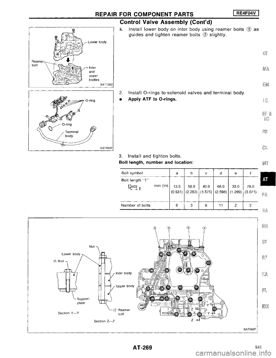 NISSAN MAXIMA 1994 A32 / 4.G Automatic Transaxle Workshop Manual 841 NISSAN MAXIMA 1994 A32 / 4.G Automatic Transaxle Workshop Manual 841