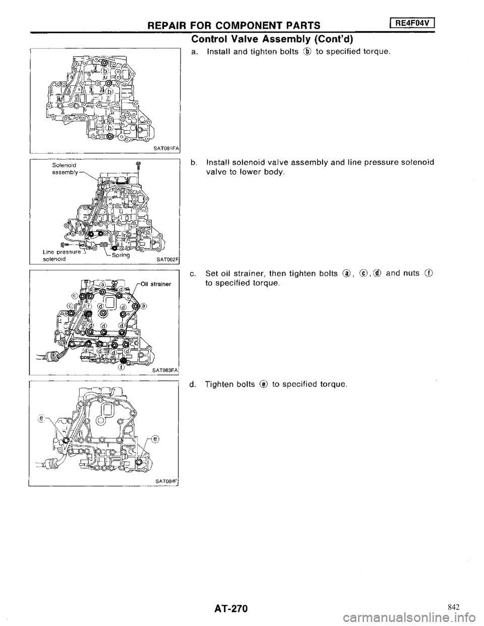 NISSAN MAXIMA 1994 A32 / 4.G Automatic Transaxle Workshop Manual 842 