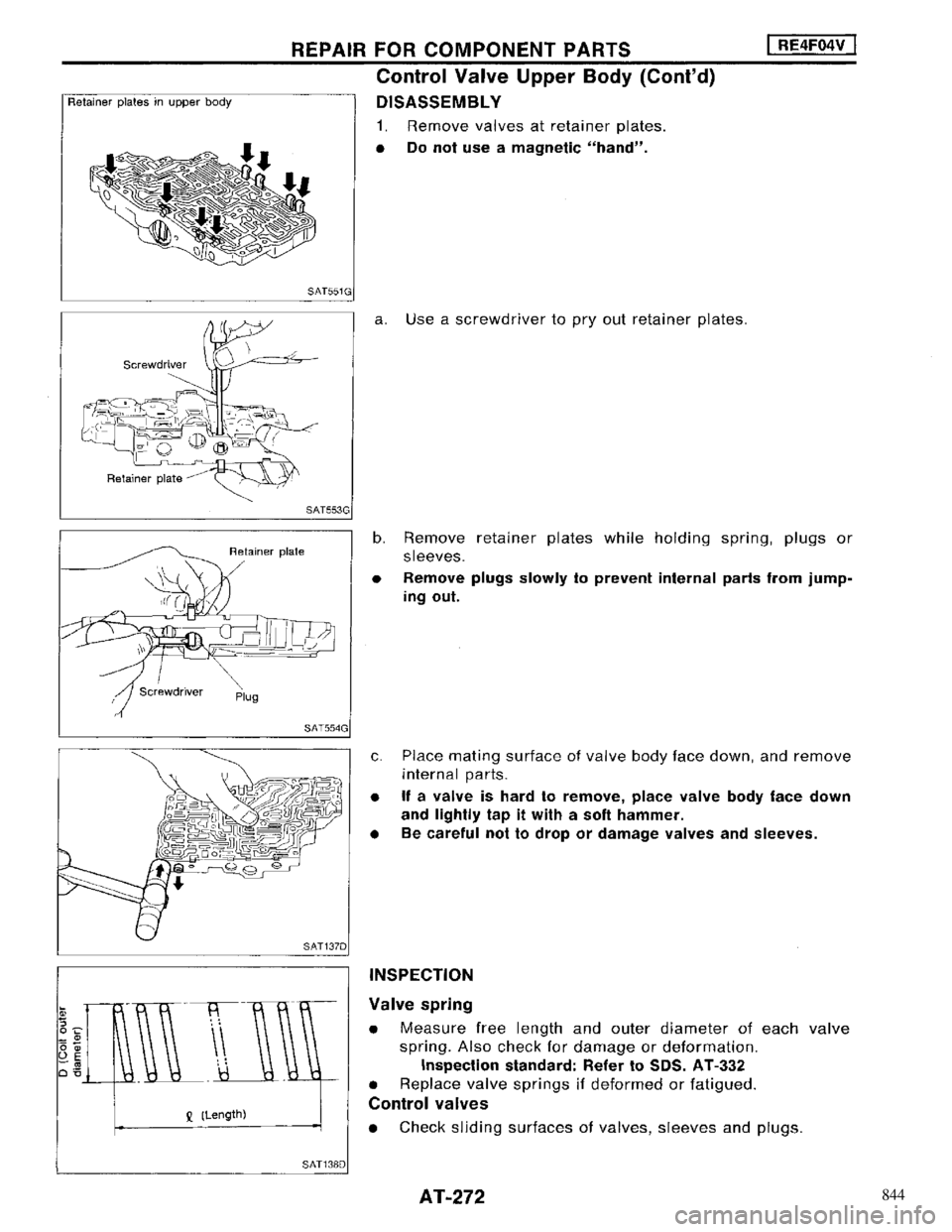NISSAN MAXIMA 1994 A32 / 4.G Automatic Transaxle Workshop Manual 844 