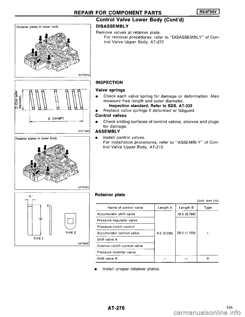 NISSAN MAXIMA 1994 A32 / 4.G Automatic Transaxle Workshop Manual 848 NISSAN MAXIMA 1994 A32 / 4.G Automatic Transaxle Workshop Manual 848