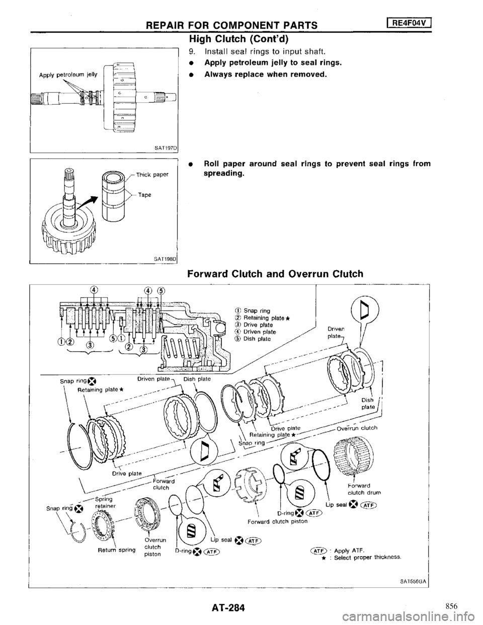 NISSAN MAXIMA 1994 A32 / 4.G Automatic Transaxle Workshop Manual 856 