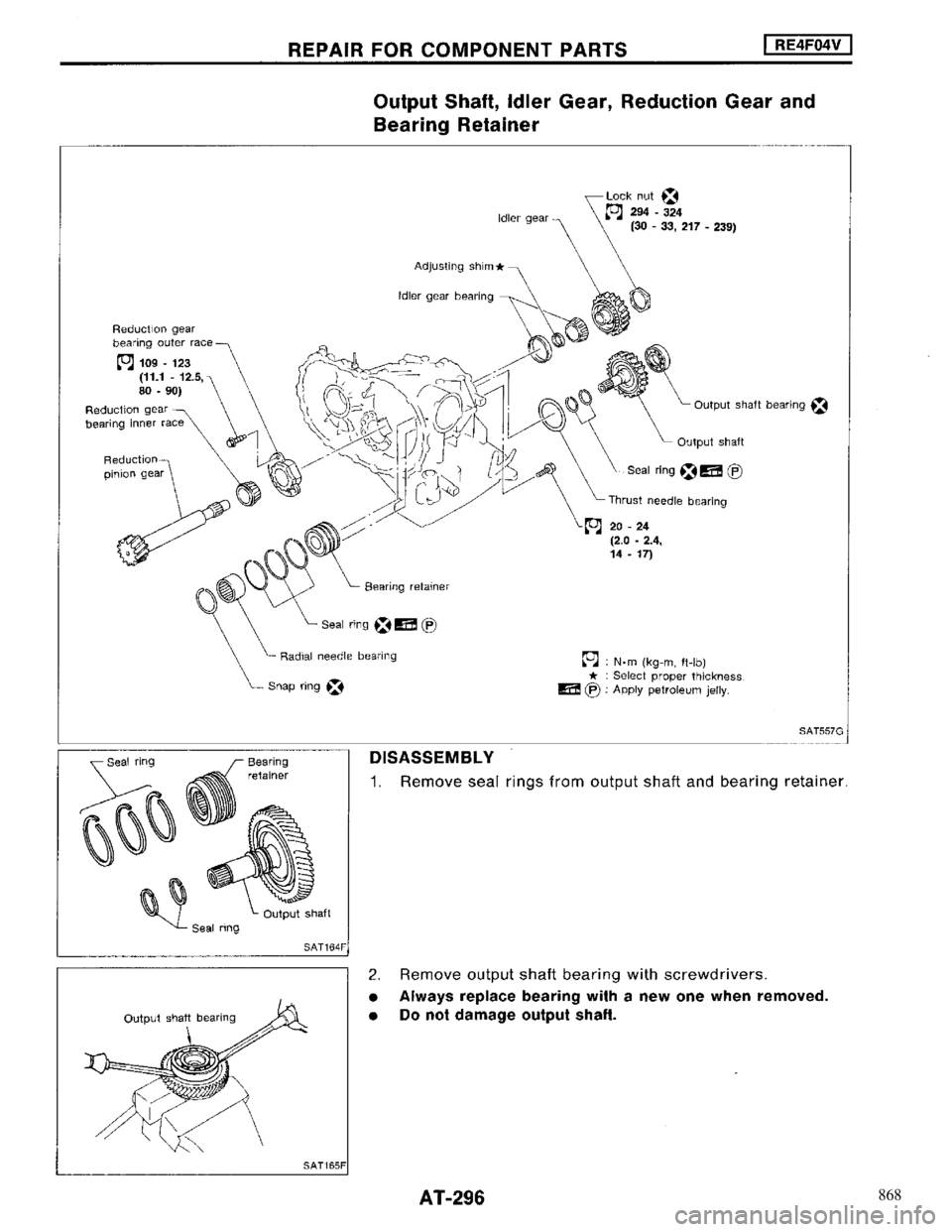 NISSAN MAXIMA 1994 A32 / 4.G Automatic Transaxle Workshop Manual 868 