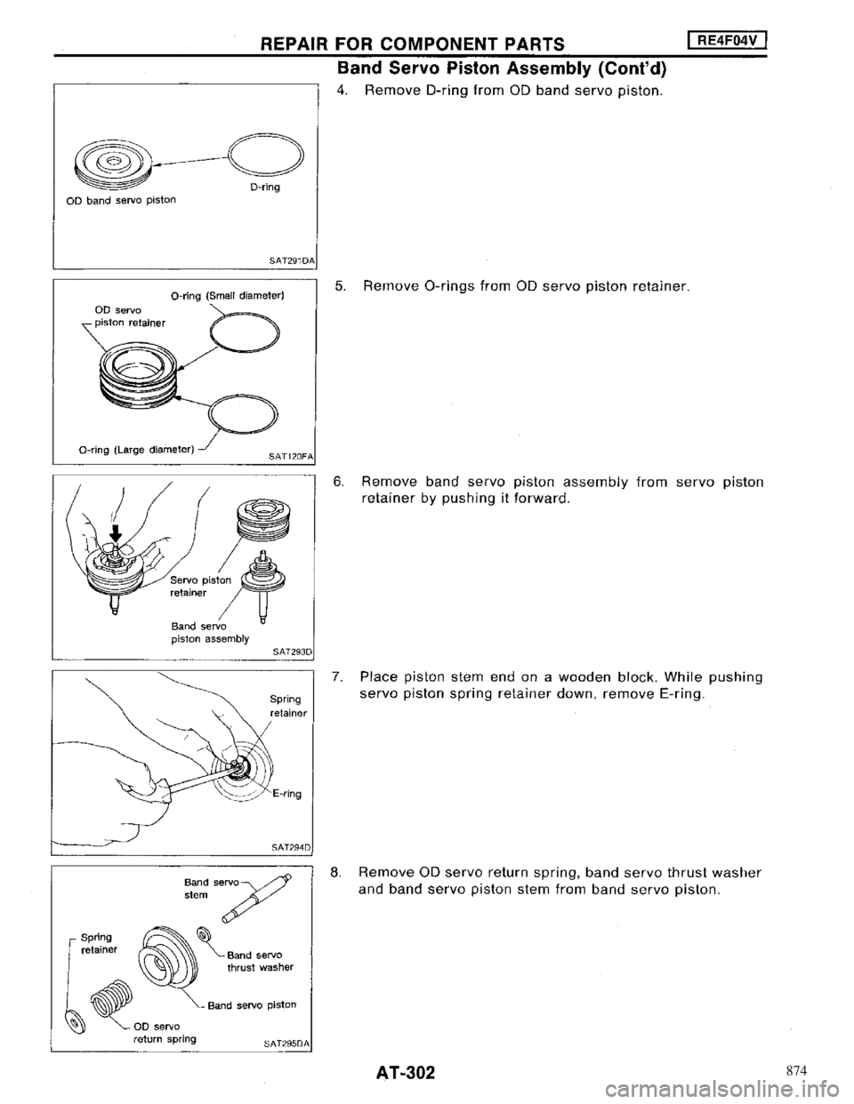 NISSAN MAXIMA 1994 A32 / 4.G Automatic Transaxle Workshop Manual 874 