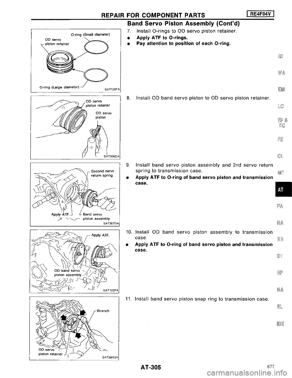 NISSAN MAXIMA 1994 A32 / 4.G Automatic Transaxle Workshop Manual 877 