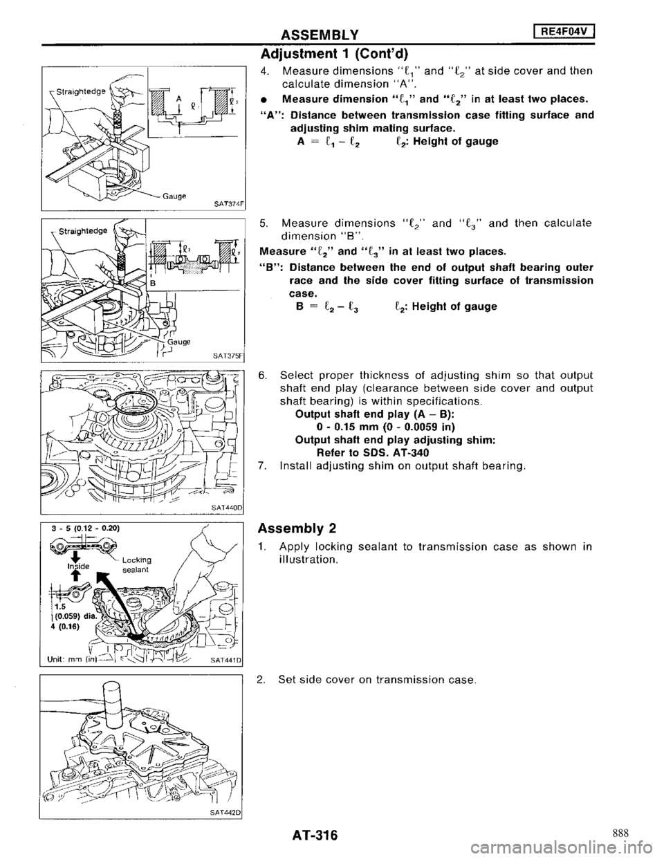 NISSAN MAXIMA 1994 A32 / 4.G Automatic Transaxle Workshop Manual 888 