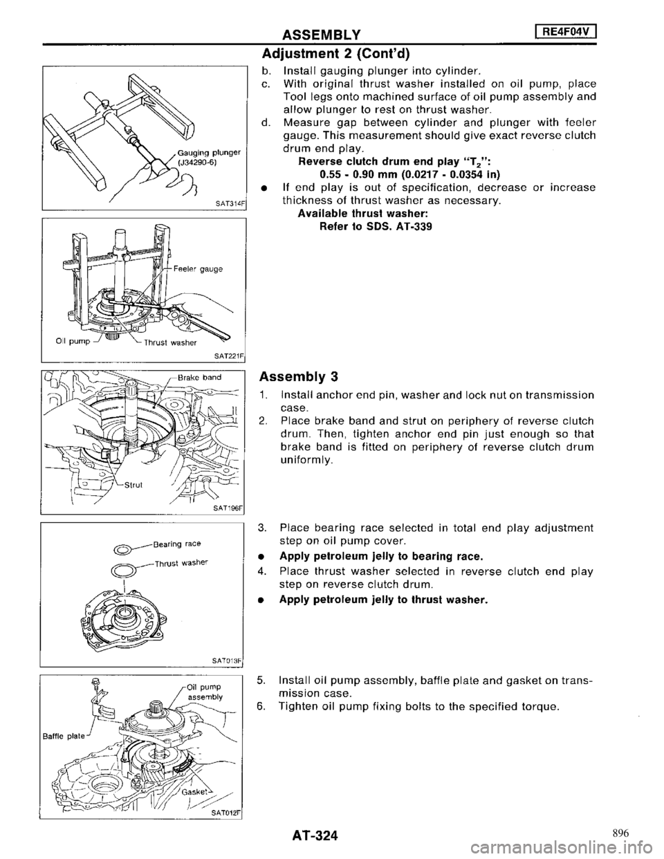 NISSAN MAXIMA 1994 A32 / 4.G Automatic Transaxle Workshop Manual 896 