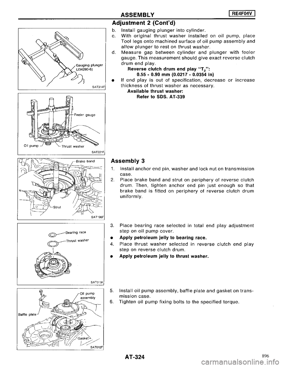 NISSAN MAXIMA 1994 A32 / 4.G Automatic Transaxle Workshop Manual 896 NISSAN MAXIMA 1994 A32 / 4.G Automatic Transaxle Workshop Manual 896