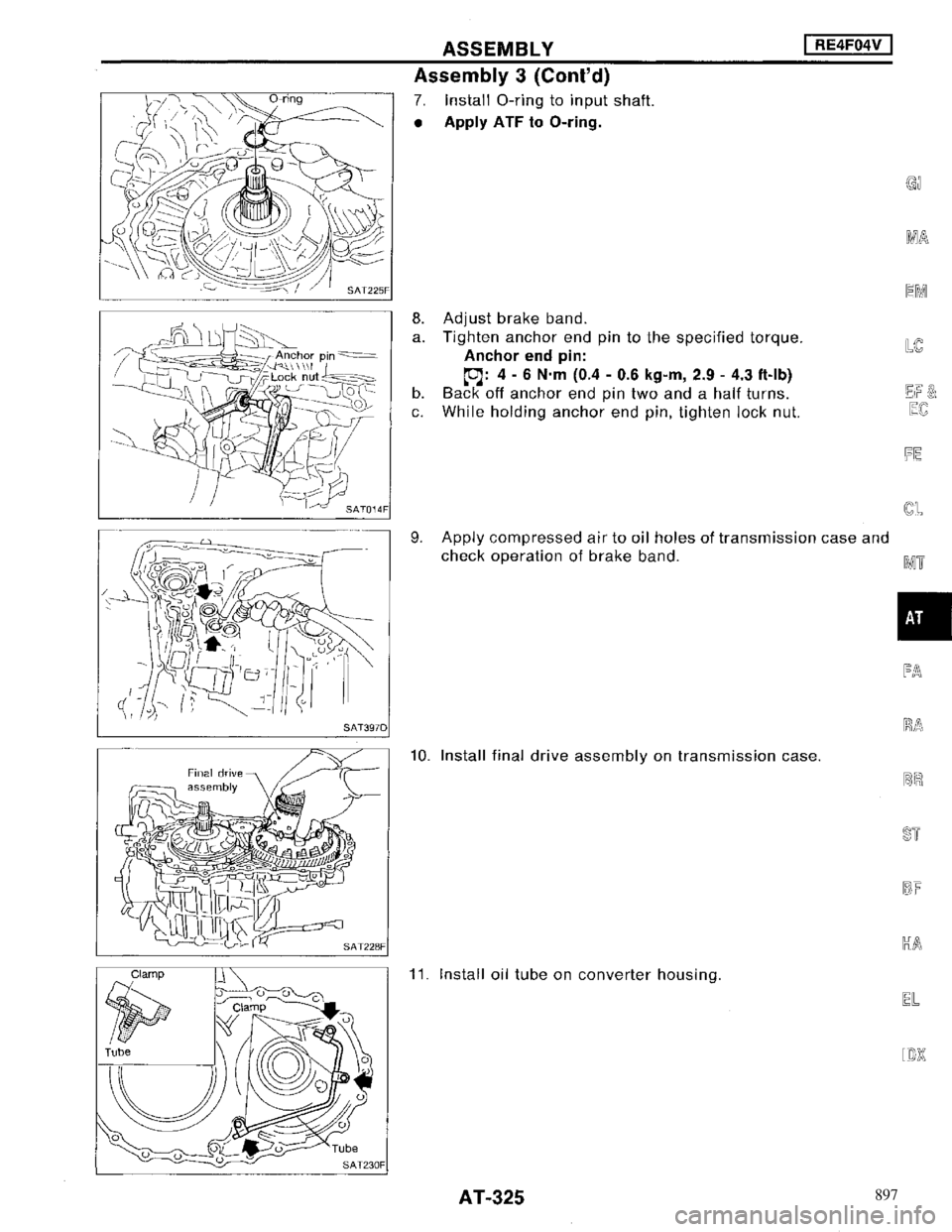 NISSAN MAXIMA 1994 A32 / 4.G Automatic Transaxle Workshop Manual 897 