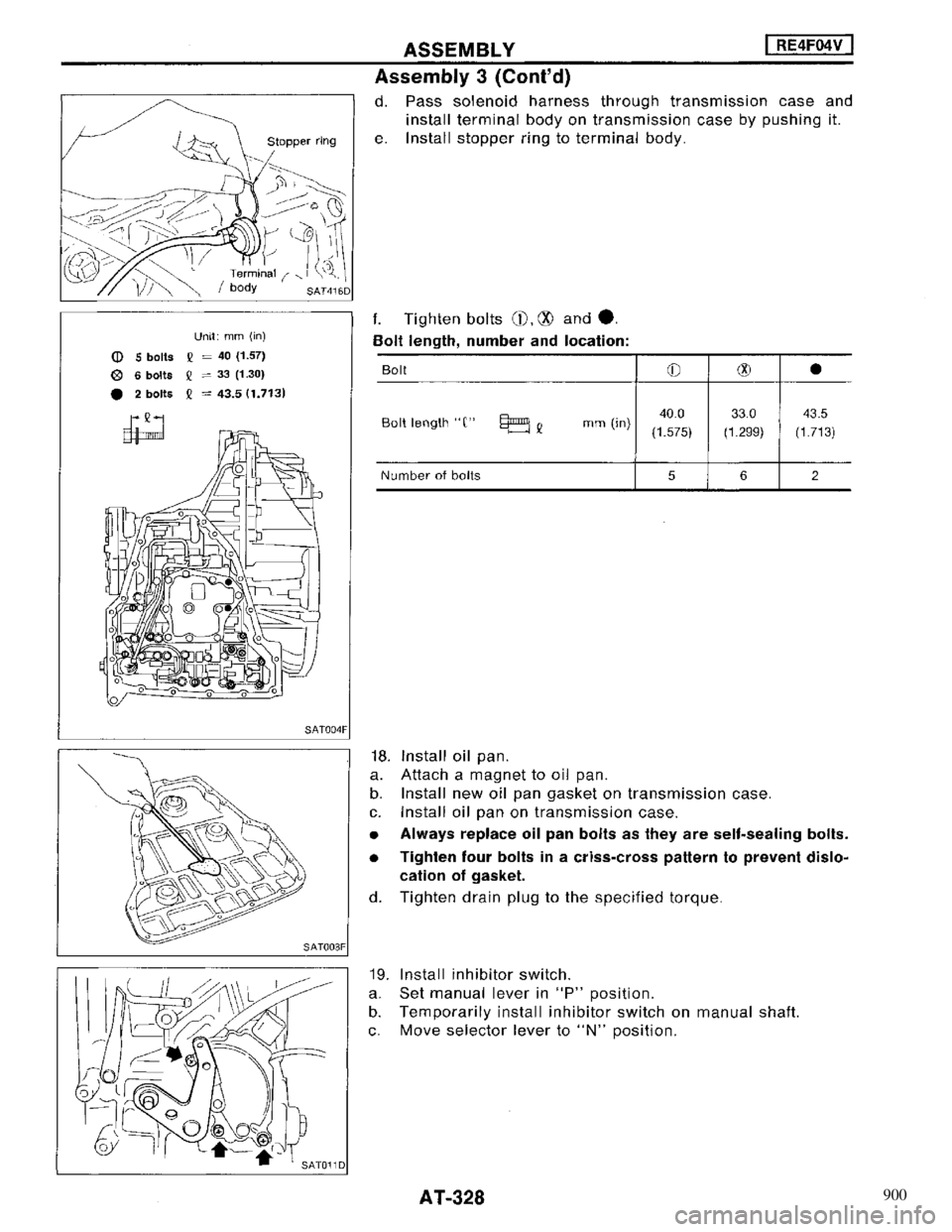 NISSAN MAXIMA 1994 A32 / 4.G Automatic Transaxle Workshop Manual 900 NISSAN MAXIMA 1994 A32 / 4.G Automatic Transaxle Workshop Manual 900