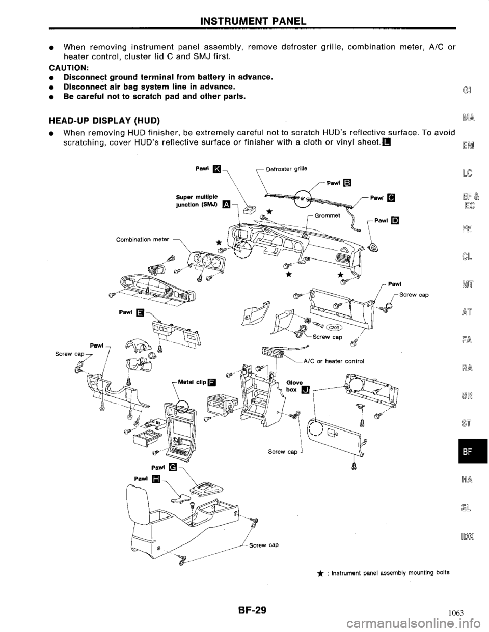 NISSAN MAXIMA 1994 A32 / 4.G Body Workshop Manual NISSAN MAXIMA 1994 A32 / 4.G Body Workshop Manual, Page 29