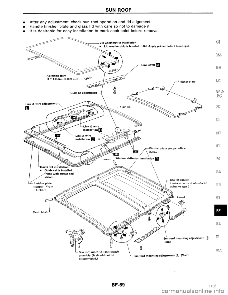 NISSAN MAXIMA 1994 A32 / 4.G Body Repair Manual 1103 