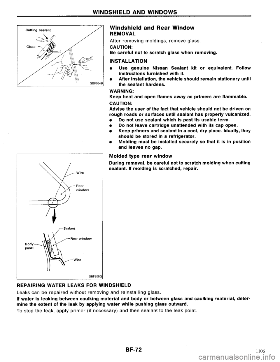 NISSAN MAXIMA 1994 A32 / 4.G Body Manual PDF 1106 