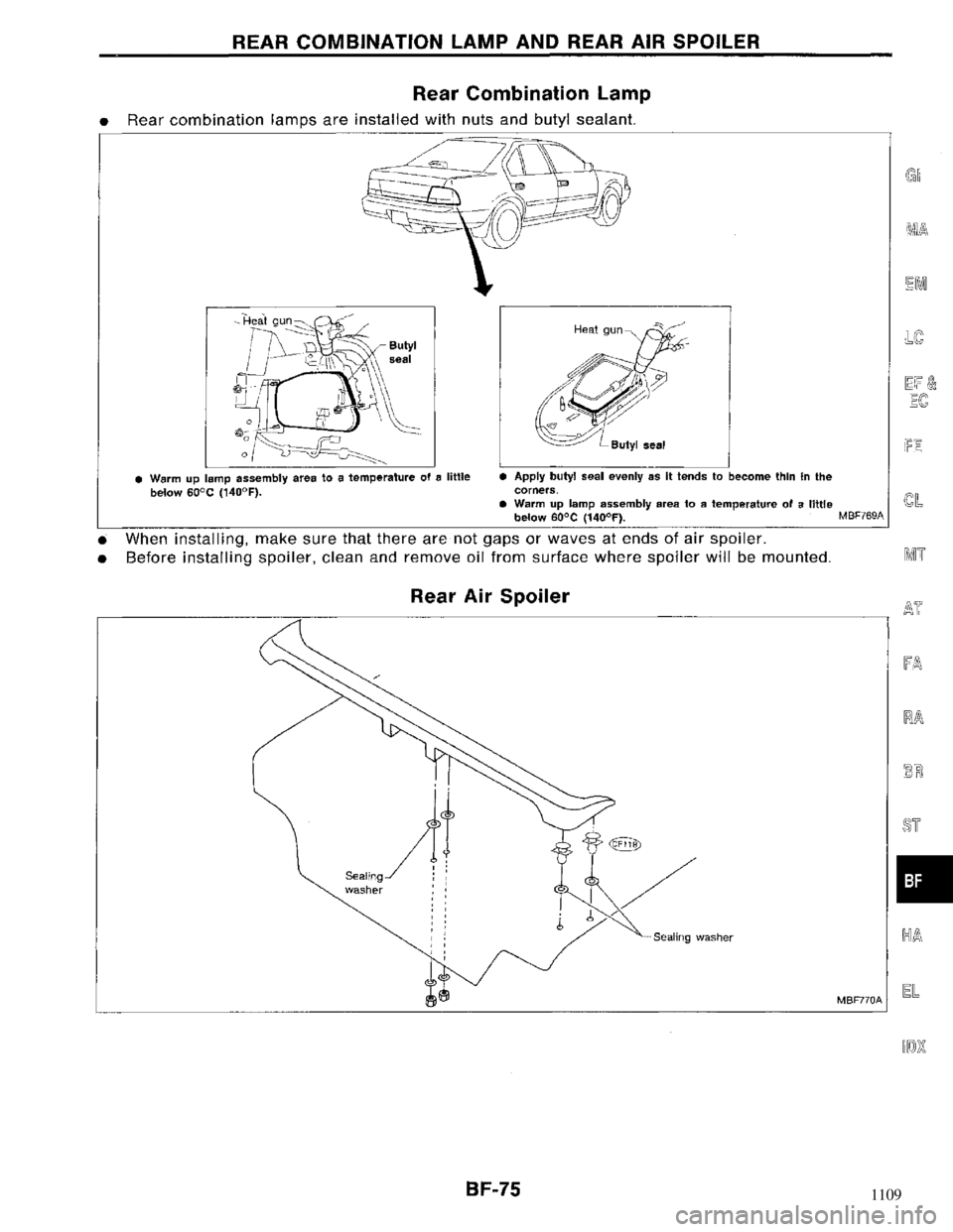 NISSAN MAXIMA 1994 A32 / 4.G Body Manual PDF 1109 