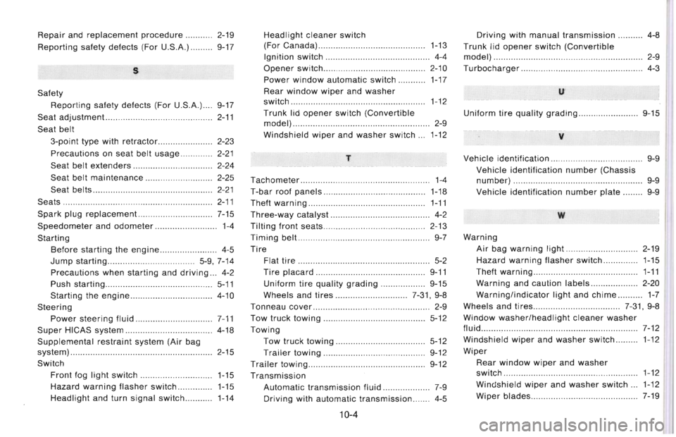 NISSAN 300ZX 1996 Owners Manual NISSAN 300ZX 1996 Owners Manual