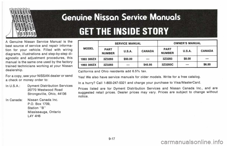 NISSAN 300ZX 1993 Owners Manual NISSAN 300ZX 1993 Owners Manual