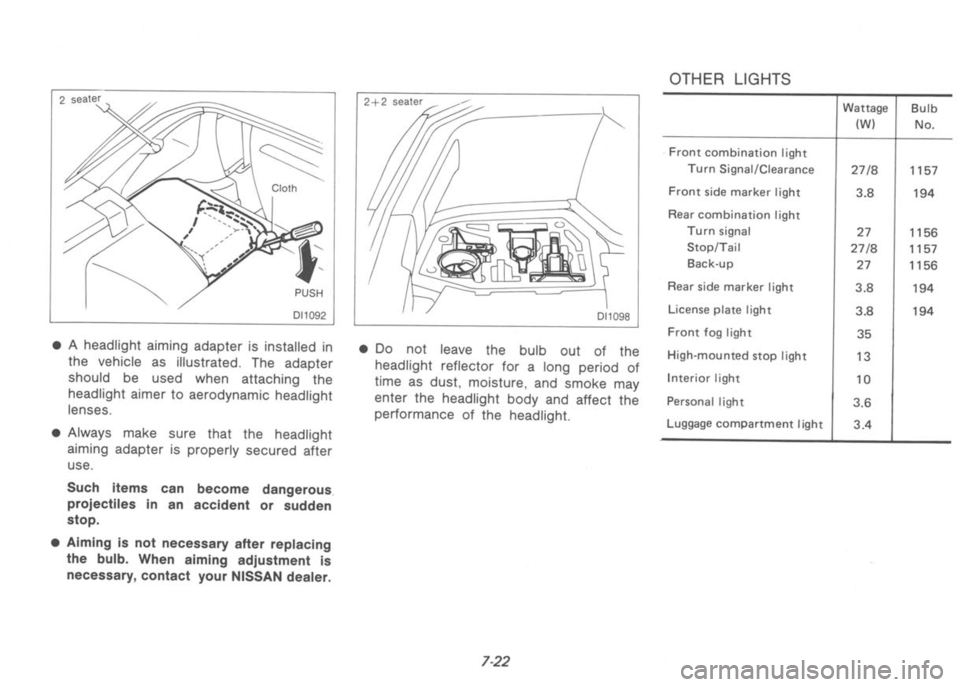 NISSAN 300ZX 1992 Owners Manual NISSAN 300ZX 1992 Owners Manual
