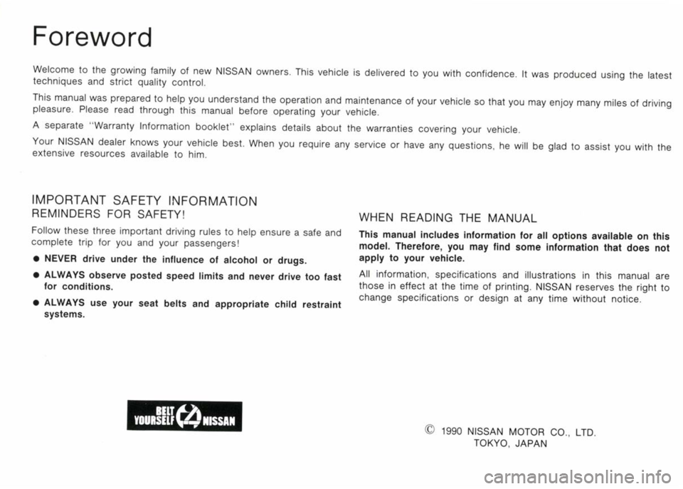 NISSAN 300ZX 1991 Owners Manual NISSAN 300ZX 1991 Owners Manual