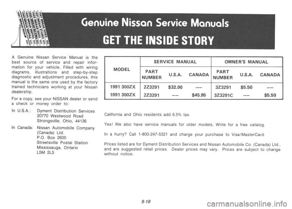 NISSAN 300ZX 1991 Owners Manual NISSAN 300ZX 1991 Owners Manual