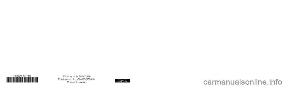 NISSAN 370Z COUPE 2010  Owners Manual 