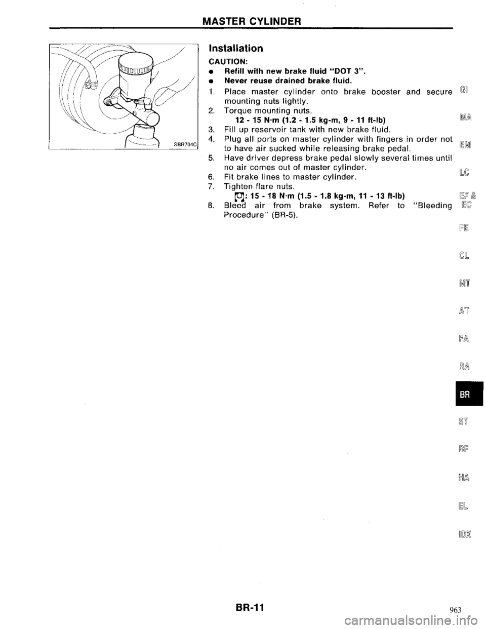 NISSAN MAXIMA 1994 A32 / 4.G Brake System User Guide 963 