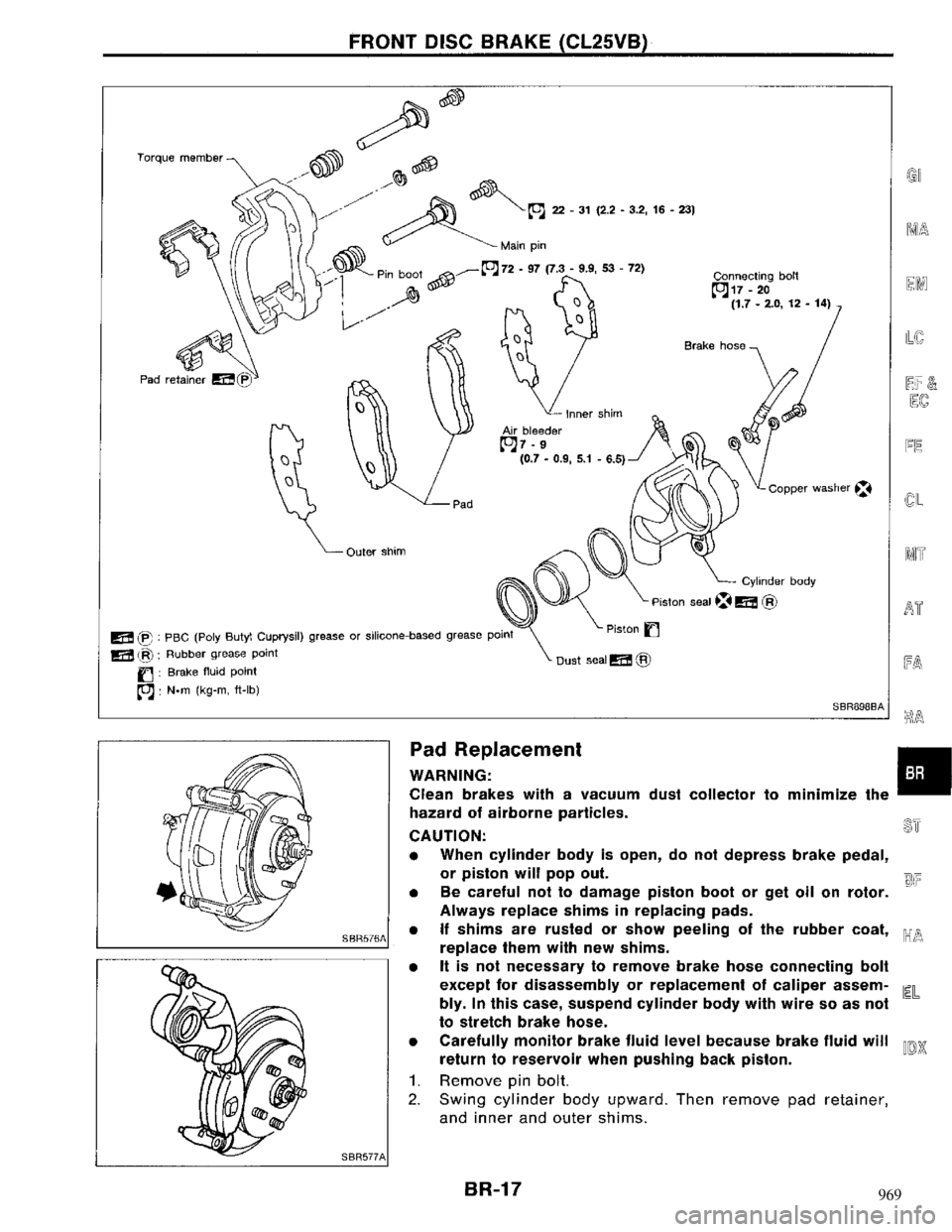 NISSAN MAXIMA 1994 A32 / 4.G Brake System User Guide 969 