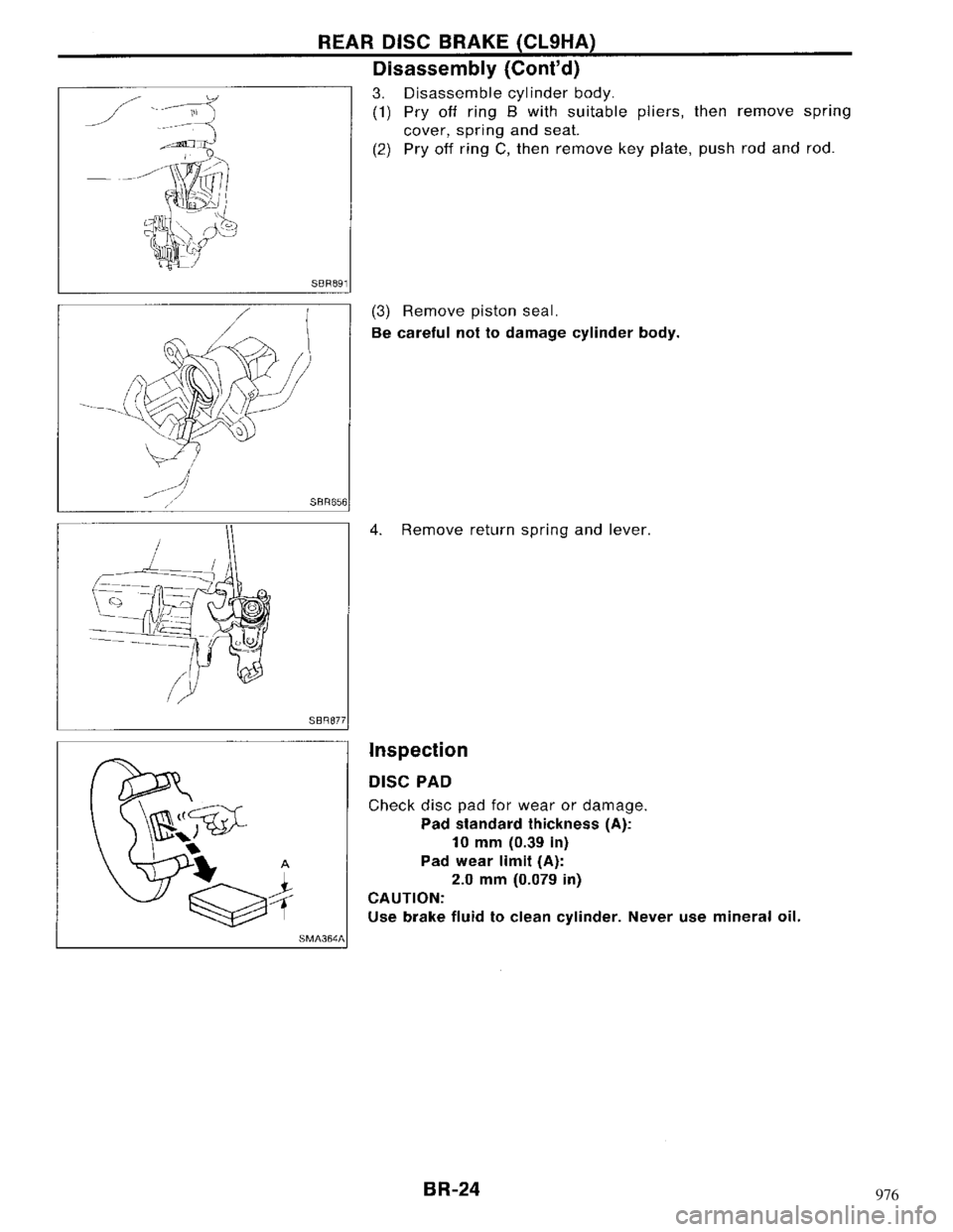 NISSAN MAXIMA 1994 A32 / 4.G Brake System Owners Manual 976 