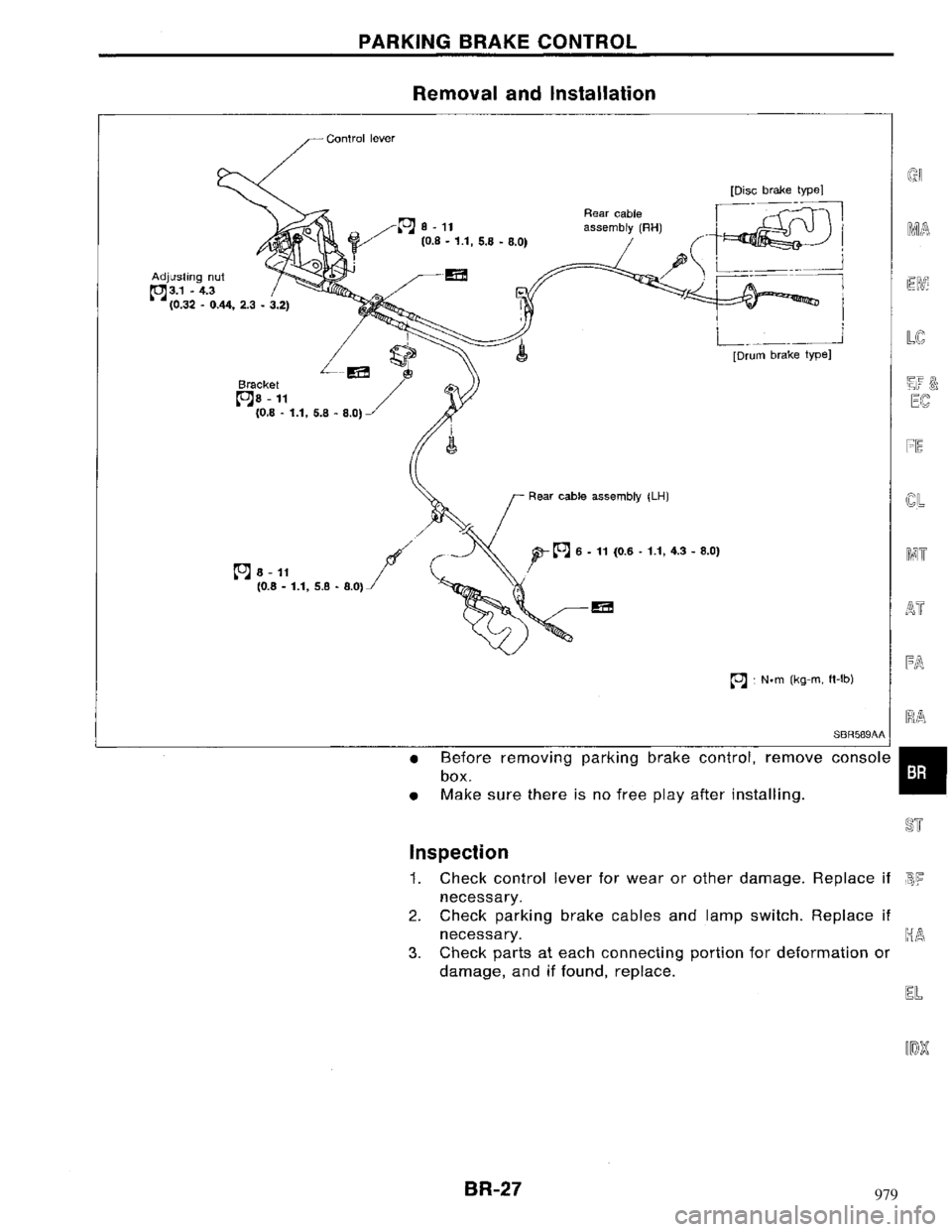 NISSAN MAXIMA 1994 A32 / 4.G Brake System Owners Manual 979 