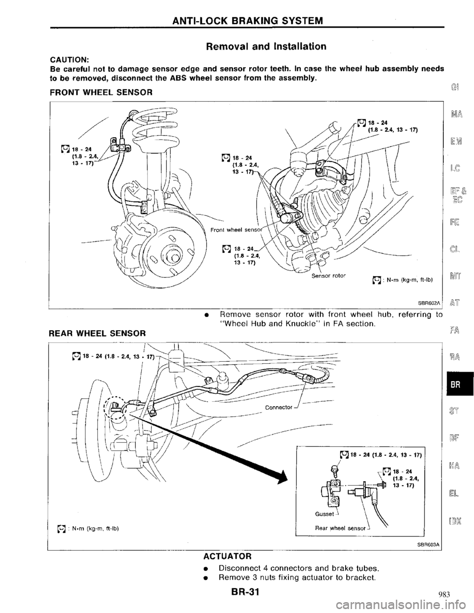 NISSAN MAXIMA 1994 A32 / 4.G Brake System Owners Guide 983 