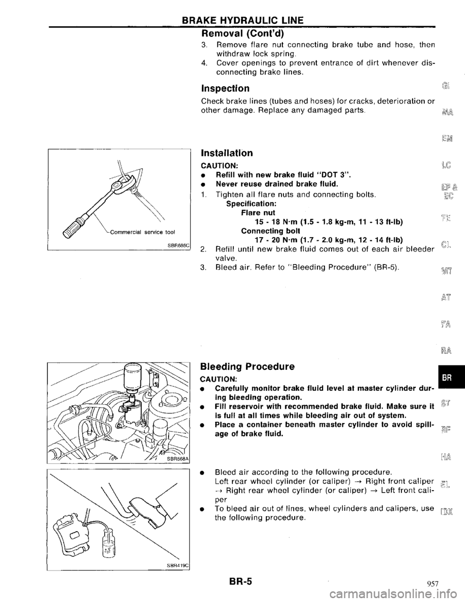 NISSAN MAXIMA 1994 A32 / 4.G Brake System Workshop Manual 957 