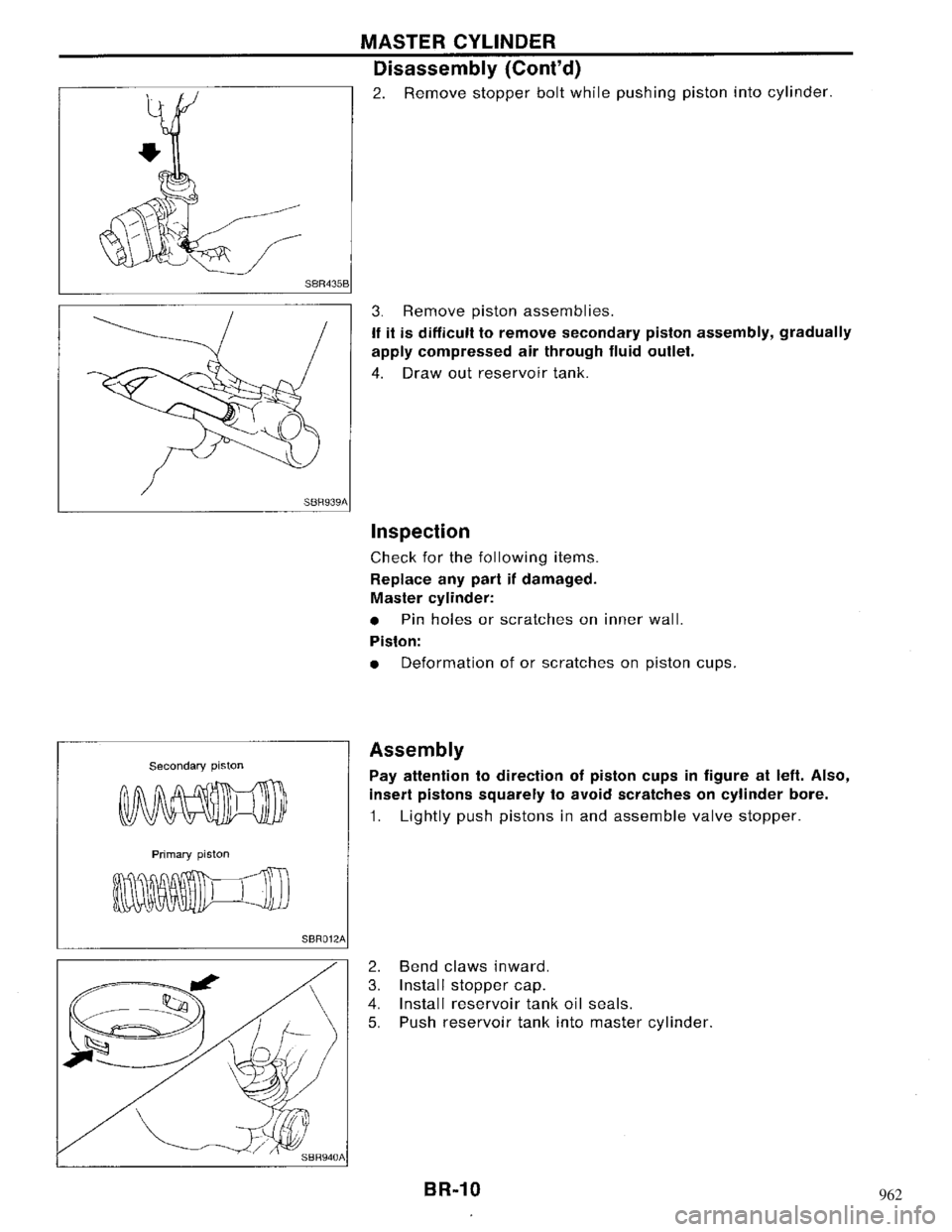 NISSAN MAXIMA 1994 A32 / 4.G Brake System Workshop Manual 962 