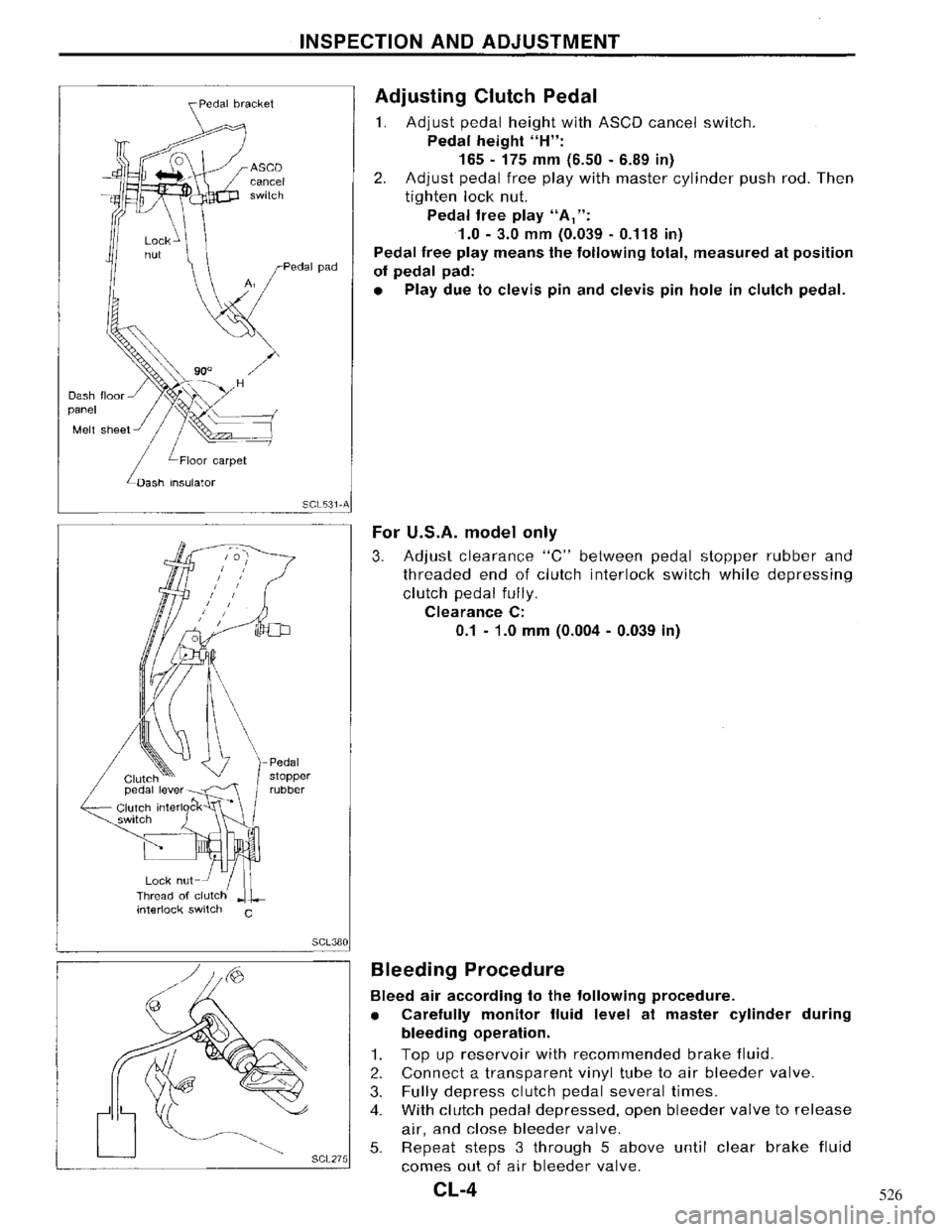 NISSAN MAXIMA 1994 A32 / 4.G Clutch Workshop Manual 526 