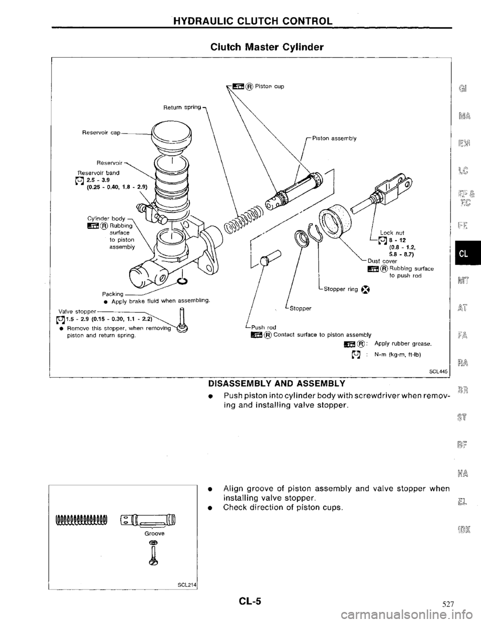 NISSAN MAXIMA 1994 A32 / 4.G Clutch Workshop Manual 527 