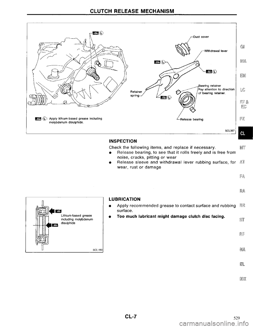 NISSAN MAXIMA 1994 A32 / 4.G Clutch Workshop Manual 529 